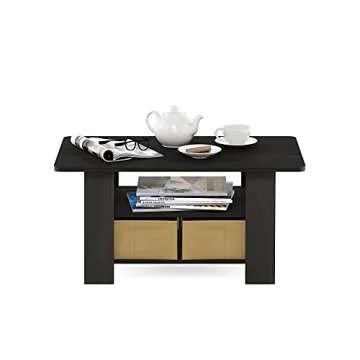 Stylish Furinno Coffee Table with Storage Bins
