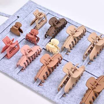 Lolalet Hair Claw Clip Organizer, 1 Pack Hanging Hair Clip Organizer Storage for Women Girl, Wall-Mounted Hair Claw Clip Holder Organizer, Claw Clip Storage Display for Wall Door Closet -Grey