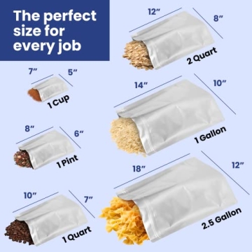 Wallaby 1-Quart Gusset Mylar Bag Bundle - 50 Pack - Food Safe