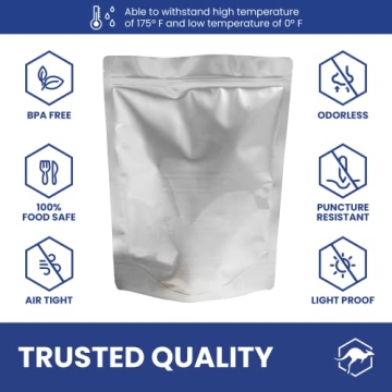 Wallaby 1-Quart Gusset Mylar Bag Bundle - 50 Pack - Food Safe