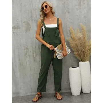 Gihuo Women's Linen Baggy Overalls for Effortless Style | S-XXL