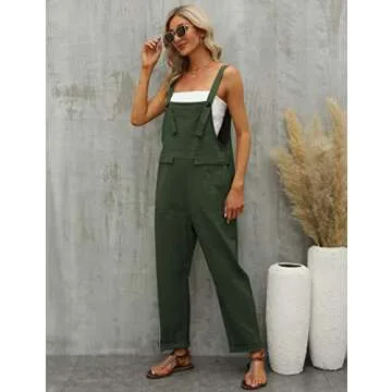 Gihuo Women's Linen Baggy Overalls for Effortless Style | S-XXL