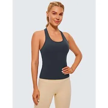 CRZ YOGA Women's Butterluxe Racerback Tank - Ultra Soft Gym Top in True Navy