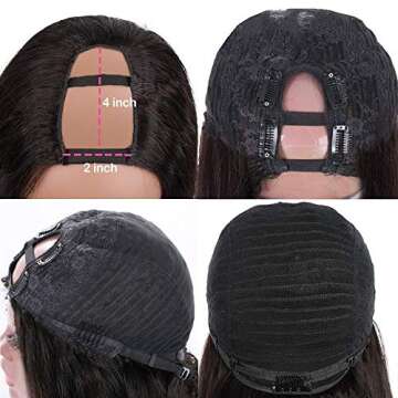 Nvnvdij U Part Wigs Human Hair Wigs For Black Women Brazilian Straight Human Hair Wigs 180% Density Glueless Natural Color U-part Wigs (26inch)