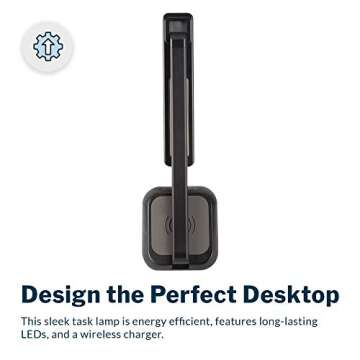 Vari LED Task Lamp + Wireless Charger - Desk Light with 4 Color Settings - (Black)