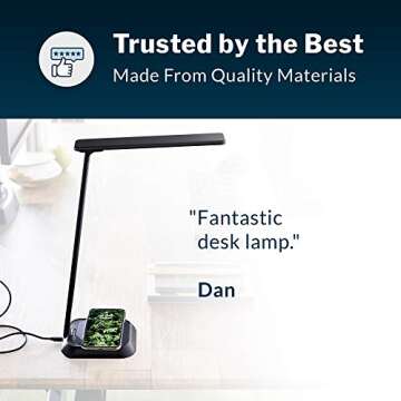 Vari LED Task Lamp + Wireless Charger - Desk Light with 4 Color Settings - (Black)