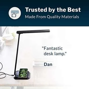Vari LED Task Lamp + Wireless Charger - Desk Light with 4 Color Settings - (Black)