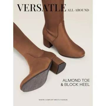 DREAM PAIRS Women's Laurence Over The Knee Thigh High Chunky Heel Boots Long Stretch Sexy Fall Boots,Size 11,Brown/Suede,LAURENCE