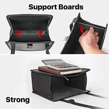 KMMOTORS Foldable Hanging Car Trash Can, Trash Bag, Trash bin, Vegan Leather and Oxford Clothes Car Organizer, Cute car Gadgets (Large, Black)