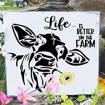 DLY LIFESTYLE Large Cow Stencil (12x12) - Reusable Country Cow Stencil for Painting on Wood, Canvas,...