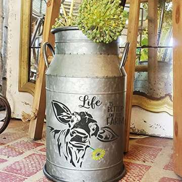 DLY LIFESTYLE Large Cow Stencil (12x12) - Reusable Country Cow Stencil for Painting on Wood, Canvas, Walls - Farmhouse Stencils for Crafts & Templates - Cute Farm Stencil