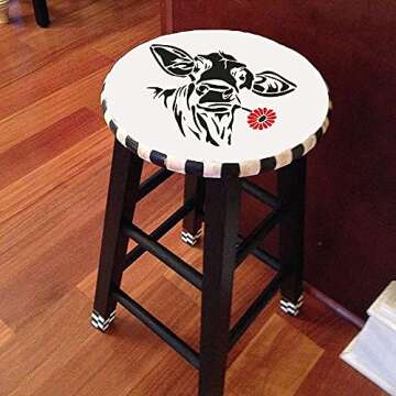 DLY LIFESTYLE Large Cow Stencil (12x12) - Reusable Country Cow Stencil for Painting on Wood, Canvas, Walls - Farmhouse Stencils for Crafts & Templates - Cute Farm Stencil