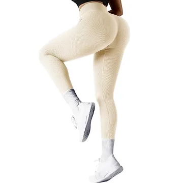 High Waisted Ribbed Seamless Leggings for Women