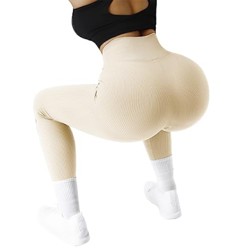High Waisted Ribbed Seamless Leggings for Women