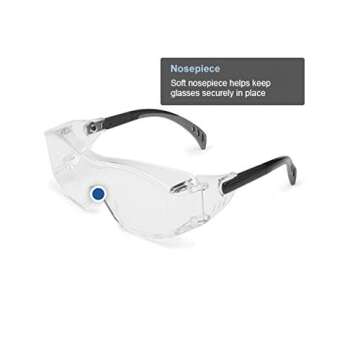 Gateway Safety 6980 Cover2 Safety Glasses Protective Eye Wear - Over-The-Glass (OTG), Clear Lens, Black Temple