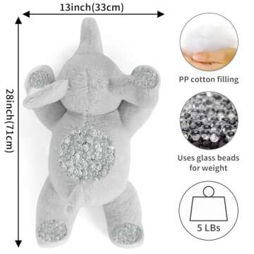 WeBingo Elephant Weighted Stuffed Animals, 5 Pounds Weighted Plush Toy 27" Comfort Big Weighted Thro...
