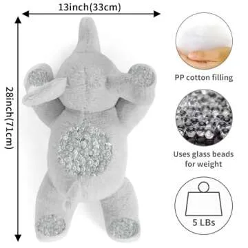 WeBingo Elephant Weighted Stuffed Animals, 5 Pounds Weighted Plush Toy 27" Comfort Big Weighted Thro...