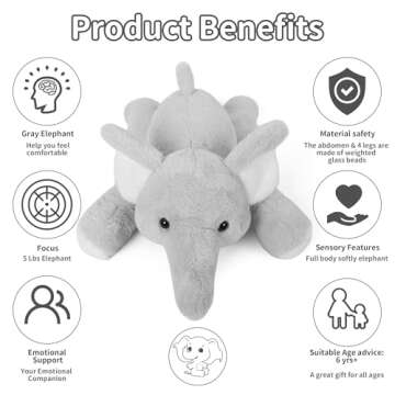 WeBingo Weighted Elephant Plush Toy - 27" Comfort Gift