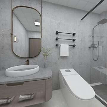 24"×354" 3D Wide Concrete Wallpaper Peel and Stick Light Grey Concrete Cement Contact Paper Vinyl Wrap Stained Matte Texture Self Adhesive Wall Sticker Paper for Countertops Bedroom Garage Coffee Room