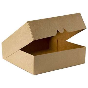ONE MORE 9inch Brown Bakery Pie Boxes,Large Kraft Cookie Boxes with PVC Window Natural Disposable box 9x9x2.5inch,12 of Pack