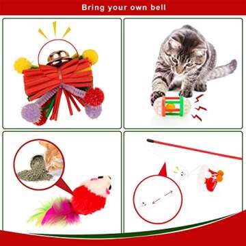 beetoy Christmas Cat Toys Stocking, 11 PCS Kitten's First Christmas Cat Stocking Gifts Set Assorted Toys with Funny Cat Pole Outdoor & Indoor Kitten Interactive Play Game