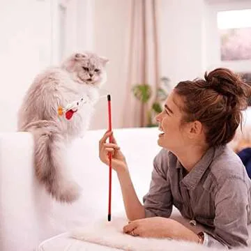 beetoy Christmas Cat Toys Stocking, 11 PCS Kitten's First Christmas Cat Stocking Gifts Set Assorted Toys with Funny Cat Pole Outdoor & Indoor Kitten Interactive Play Game