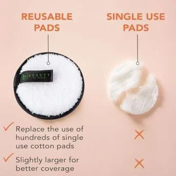 Reusable Makeup Remover Pads - 5 Large Premium Quality Microfiber Cloths for Makeup Removal, Ultra Soft & Durable, Gentle Cleansing Rounds for Face for All Skin Types, Includes Washable Bag