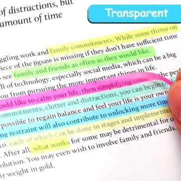 Juome 1280Pcs Highlighter Tape, Transparent Sticky Long Page Markers Tabs, Morandi Neon Clear Highli...
