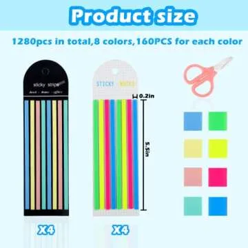 Juome 1280Pcs Highlighter Tape, Transparent Sticky Long Page Markers Tabs, Morandi Neon Clear Highlighter Strips Flags Stickers, Book Tabs for Annotating Books Aesthetic Office School Study Supplies