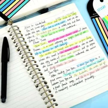 Juome 1280Pcs Highlighter Tape, Transparent Sticky Long Page Markers Tabs, Morandi Neon Clear Highlighter Strips Flags Stickers, Book Tabs for Annotating Books Aesthetic Office School Study Supplies