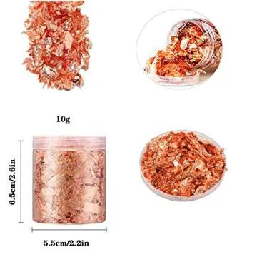Rose Gold Schabin Flakes, 10g Copper Metallic Foil Flakes ，for Nail Art, Painting, Crafts, Slime a...