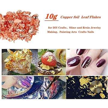 Rose Gold Schabin Flakes, 10g Copper Metallic Foil Flakes ，for Nail Art, Painting, Crafts, Slime and Resin Jewelry Making ， DIY Crafts，Resin Jewelry Making
