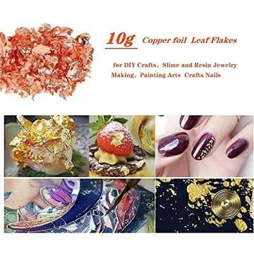 Rose Gold Schabin Flakes, 10g Copper Metallic Foil Flakes ，for Nail Art, Painting, Crafts, Slime and Resin Jewelry Making ， DIY Crafts，Resin Jewelry Making