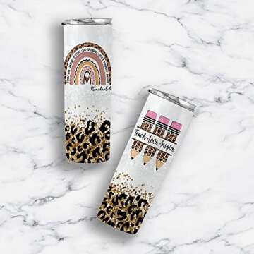 TEEBIM Teacher Gifts for Women - Teachers Appreciation Gift Ideas - Valentines Day, Birthday, Back To School Thank You Presents - Teaching Daycare Preschool Cup - 20 Oz Stainless Steel Skinny Tumbler