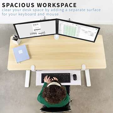 VIVO Large Clamp-on Computer Keyboard and Mouse Under Desk Slider Tray, 27 x 11 inch Pull Out Platfo...