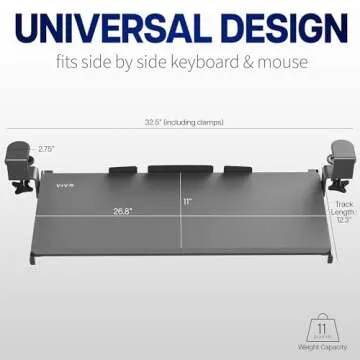 VIVO Clamp-on Computer Keyboard Mouse Tray for Desk