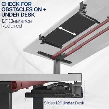 VIVO Large Clamp-on Computer Keyboard and Mouse Under Desk Slider Tray, 27 x 11 inch Pull Out Platform Drawer, White, MOUNT-KB05W