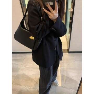 Shoulder Bag for Women Small Black Purse Mini Handbags PU Leather Underarm Bag - Present for Christm...