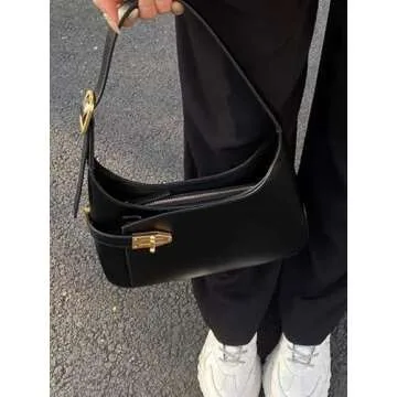 Shoulder Bag for Women Small Black Purse Mini Handbags PU Leather Underarm Bag - Present for Christmas, Birthday and Valentine