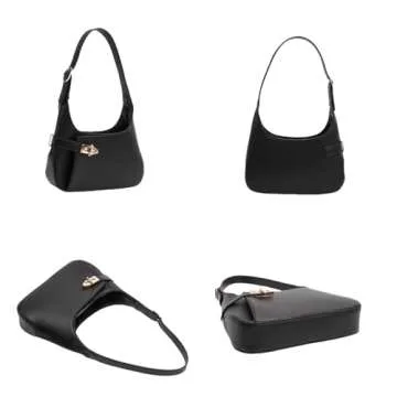 Shoulder Bag for Women Small Black Purse Mini Handbags PU Leather Underarm Bag - Present for Christmas, Birthday and Valentine