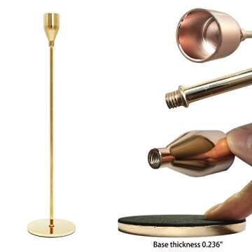 Gold Candlestick Holders - Set of 5 for Taper Candles Gold Candle Holder for Halloween Christmas Wedding Dining Home Decoration with Iron Plate Candle Holder