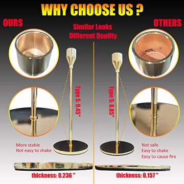 Gold Candlestick Holders - Set of 5 for Taper Candles Gold Candle Holder for Halloween Christmas Wedding Dining Home Decoration with Iron Plate Candle Holder