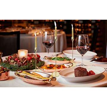 Gold Candlestick Holders - Set of 5 for Taper Candles Gold Candle Holder for Halloween Christmas Wedding Dining Home Decoration with Iron Plate Candle Holder