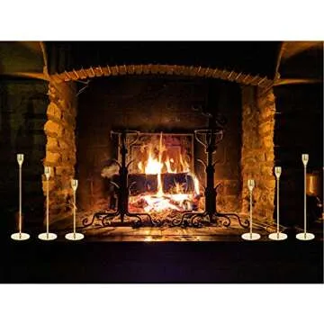 Gold Candlestick Holders - Set of 5 for Taper Candles Gold Candle Holder for Halloween Christmas Wedding Dining Home Decoration with Iron Plate Candle Holder
