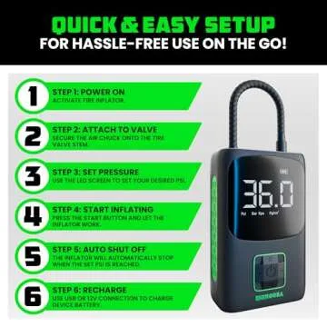 Rhino USA Tire Inflator Portable Air Compressor for Fast Inflation