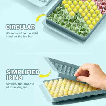 CKE Mini Ice Cube Trays for Freezer (4 Pack), 0.55" Round Ice Mold Trays Carry 104x4 pcs Tiny Pebble Cubes, Mini Crushed Ice Cube Trays with Bin, SS Straw & Ice Scoop, for Cocktails, Drinks, Whisky