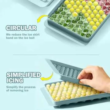 CKE Mini Ice Cube Trays for Freezer (4 Pack), 0.55" Round Ice Mold Trays Carry 104x4 pcs Tiny Pebble Cubes, Mini Crushed Ice Cube Trays with Bin, SS Straw & Ice Scoop, for Cocktails, Drinks, Whisky