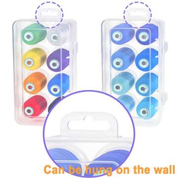 New brothread - 20 Options - 8 Snap Spools of 1000m Each Polyester Embroidery Machine Thread with Clear Plastic Storage Box for Embroidery & Quilting - Pink/Rose/Flesh