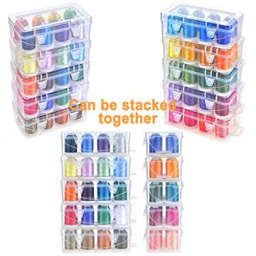 New brothread - 20 Options - 8 Snap Spools of 1000m Each Polyester Embroidery Machine Thread with Clear Plastic Storage Box for Embroidery & Quilting - Pink/Rose/Flesh