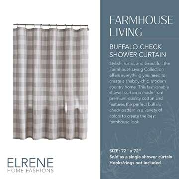 Elrene Home Fashions Farmhouse Living Buffalo-Check Shower Curtain - Gray/White